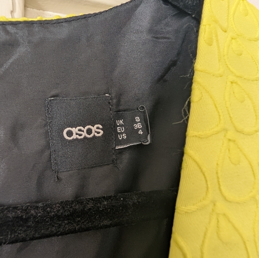 Asos Bright Yellow Textured Print Mini Dress - Picture 5 of 9